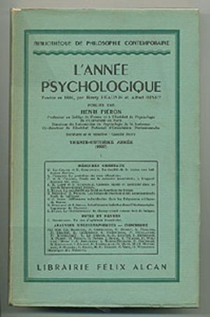L'année psychologique 38° année (1937), tome 1