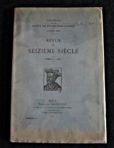 Revue du Seizième siècle, tome 1° 1913