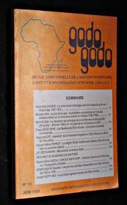 Godo Godo, Revue semestrielle de l'institut d'histoire d'art et d'archéologie africaine n° 10, juin 1988