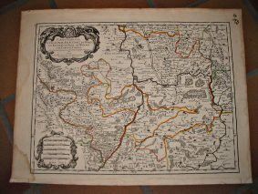 Carte : Partie orientale du Palatinat et eslectorat du Rhein, les évéchés de Spire, de Wormes et le comté de Linange tiré des mémoires les plus nouveaux par le Sr. Sanson géographe ordinaire du Roy
