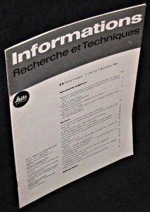 Informations. Recherche et Techniques. T.1. N°1. Octobre 1964