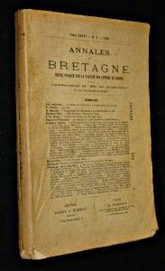 Annales de Bretagne. Revue publiée par la Faculté des lettres de Rennes. tome XXXVI n° 4 1925