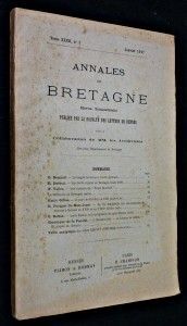 Annales de Bretagne. Revue publiée par la Faculté des lettres de Rennes. tome XXXII n° 1 1917