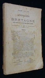 Annales de Bretagne. Revue publiée par la Faculté des lettres de Rennes. tome XXXV n° 2 1922