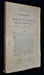 Annales de Bretagne. Revue publiée par la Faculté des lettres de Rennes. tome XXXVI n° 1 1924