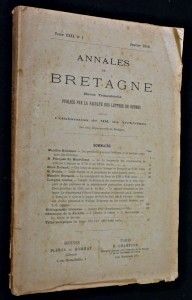 Annales de Bretagne. Revue publiée par la Faculté des lettres de Rennes. tome XXXI n° 1 janvier 1916