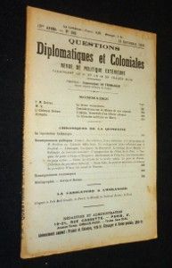 Questions diplomatiques et coloniales - revue de politique extérieure - No 398