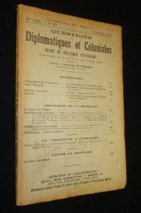 Questions diplomatiques et coloniales - revue de politique extérieure - No 378