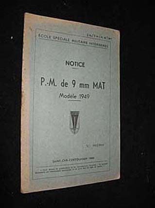 Notice P.-M. de 9 mm MAT. Modèle 1949