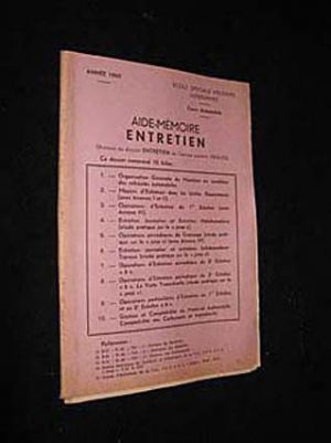 Aide-mémoire entretien (Cours automobile, année 1960)