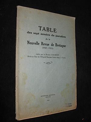 Table des sept années de parution de la Nouvelle Revue de Bretagne (1947-1953)