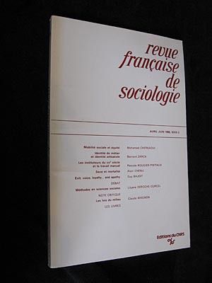 Revue française de sociologie, avril-juin 1988, XXIX-2