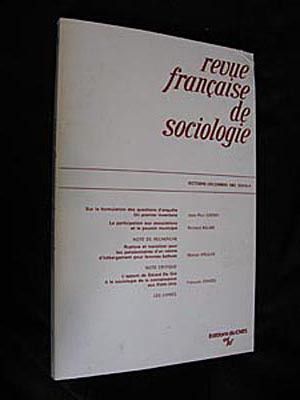 Revue française de sociologie, octobre-décembre 1987, XXVIII-4