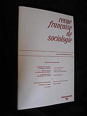 Revue française de sociologie, juillet-septembre 1988, XXIX-3