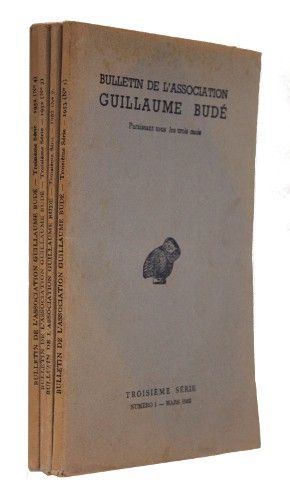 Bulletin de l'association Guillaume Budé, troisième série (année complète, 4 volumes)