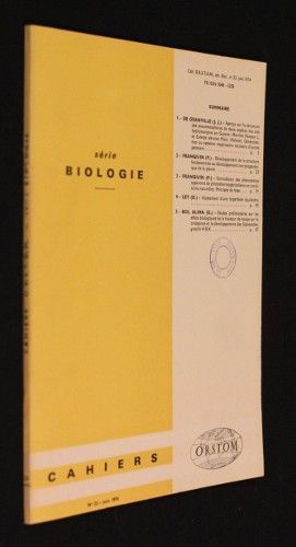 Série biologie, cahiers de l'ORSTOM n°23 