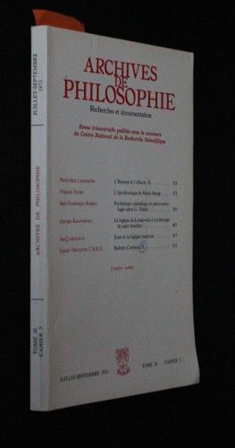 Archives de philosophie, tome 36, cahier 3
