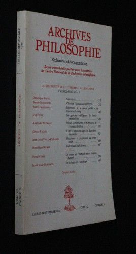 Archives de philosophie, tome 42, cahier 3