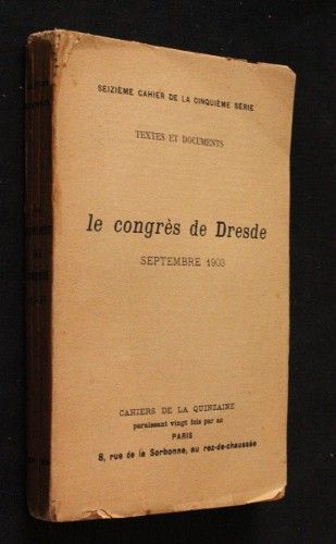 Le congrès de Dresde (septembre 1903)