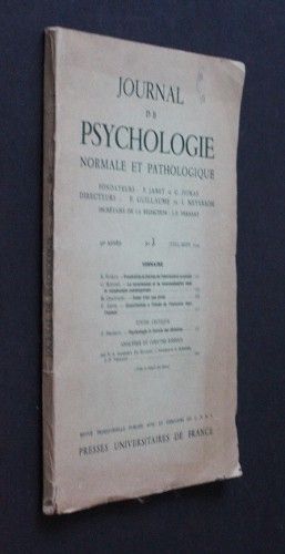 Journal de psychologie normale et pathologie n°3 (56e année)