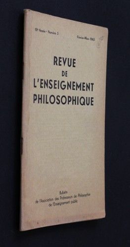 Revue de l'enseignement philosophique, 13e année, n°3