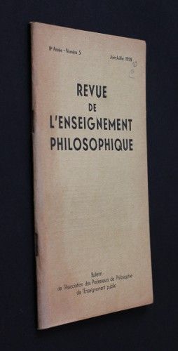 Revue de l'enseignement philosophique, 8e année, n°5