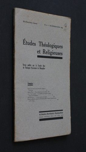 Etudes théologiques et religieuses n°2 (avril-septembre 1944)