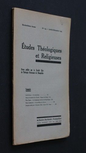 Etudes théologiques et religieuses n°3-4 (juillet-décembre 1943)
