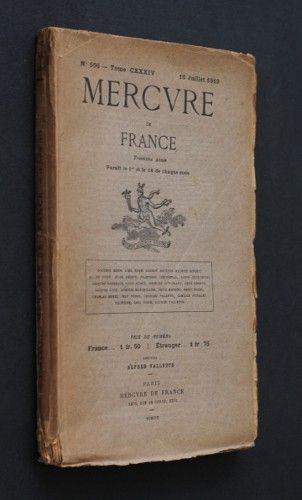 Mercure de France n°506, tome CXXXIC (16 juillet 1919)