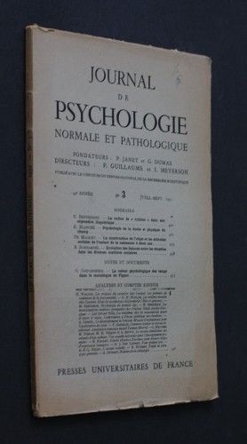 Journal de psychologie normale et pathologique, 44e année, n°3, juillet-septembre 1951