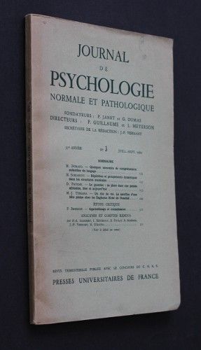 Journal de psychologie normale et pathologique, 57e année, n°3, juillet-septembre 1960