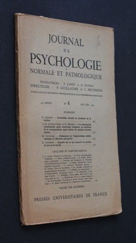 Journal de psychologie normale et pathologique, 44e année, n°4, octobre-décembre 1951