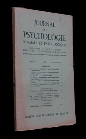 Journal de psychologie normale et pathologique, 54e année, n°1, janvier-mars 1957