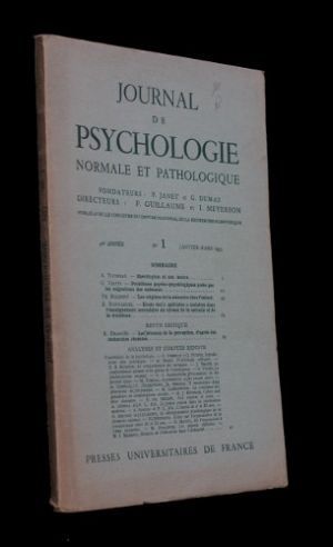 Journal de psychologie normale et pathologique, 46e année, n°1, janvier-mars 1953