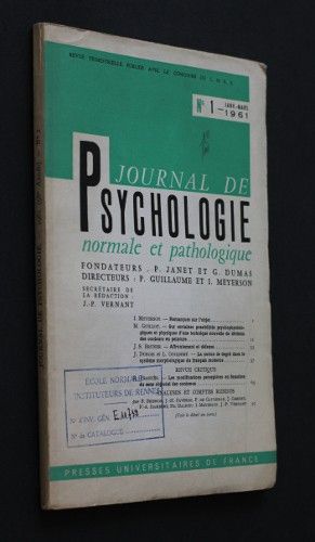 Journal de psychologie normale et pathologique, n°1, janvier-mars 1961 