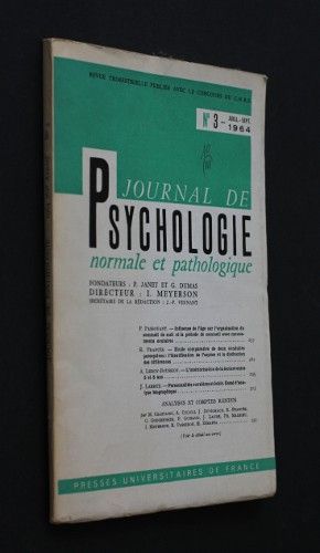 Journal de psychologie normale et pathologique, n°3, juillet-septembre 1964