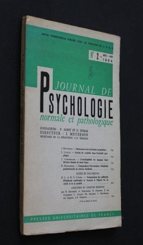 Journal de psychologie normale et pathologique, n°2, avril-juin 1964