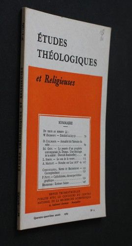 Etudes théologiques et religieuses n°2 année 1969