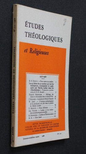 Etudes théologiques et religieuses n°1-2 année 1968