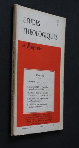 Etudes théologiques et religieuses n°1 année 1961