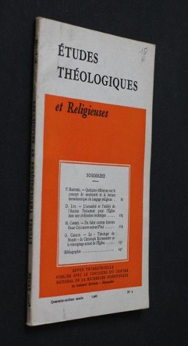 Etudes théologiques et religieuses n°2 année 1966