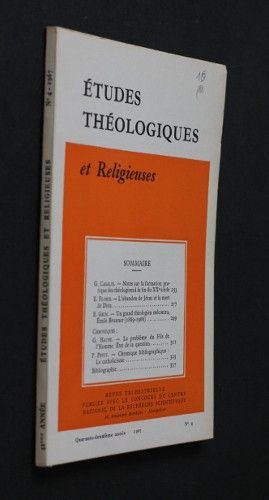 Etudes théologiques et religieuses n°4 année 1967 