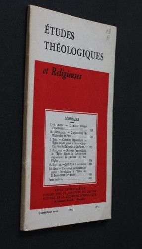 Etudes théologiques et religieuses n°3 année 1965