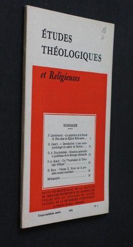 Etudes théologiques et religieuses n°1 année 1963