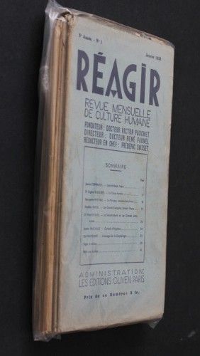 Réagir, revue mensuelle de culture humaine, 9 numéros, 1938