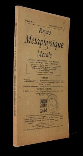 Revue métaphysique et de morale, octobre-décembre 1951, n°4 (56e année)