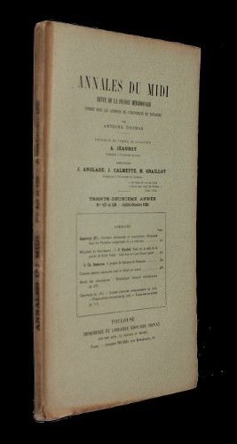 Annales du midi, revue de la France méridionale, n°127-128, juillet-octobre 1920 (32e année)