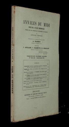 Annales du midi, revue de la France méridionale, n°123-124, juillet-octobre 1919 (31e année)