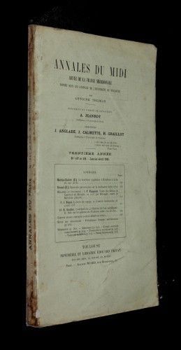Annales du midi, revue de la France méridionale, n°117-118, janvier-avril 1918 (30e année)