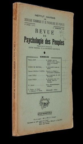 Revue de psychologie des peuples n°3, 9e année, 3e trimestre 1954